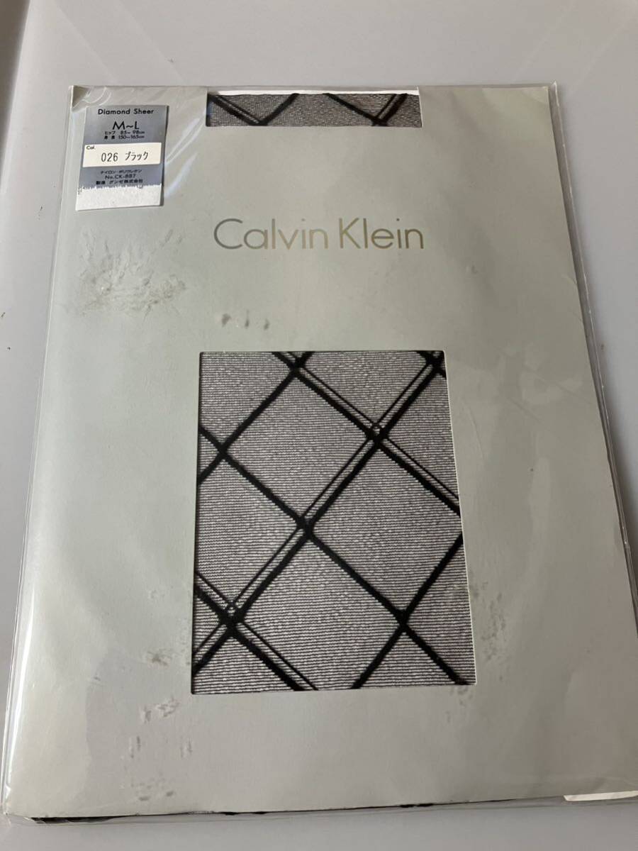 【送料無料】 calvin klein diamond sheer ブラック 柄 パンティストッキング パンスト 黒 グンゼ カルバンクライン ダイヤ デザイン拍卖