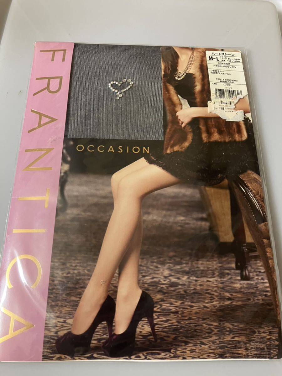 【送料無料】 fukuske frantica occasion panty stocking ハートストーン ブラック 福助 パンスト パンティストッキング パーティ ドレス拍卖