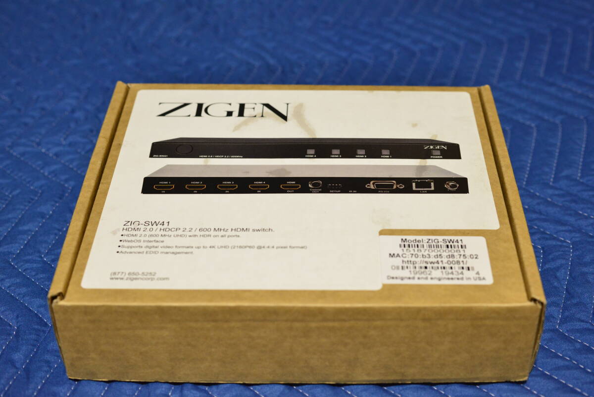 Zigen ZIG-SW41 HDMI2.0b 入力4 出力1 Switch 600MHz w/ Audio Deembedding & HDR HDMI音声分離機(同軸変換) 12V拍卖