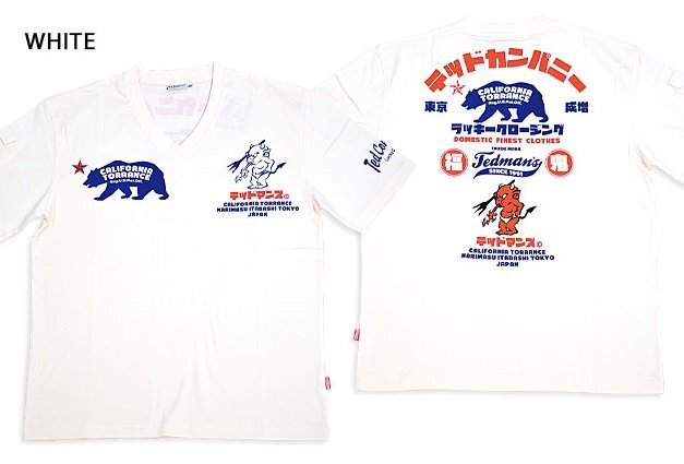 CALIFORNIA半袖Tシャツ◆TEDMAN/テッドマン ホワイトMサイズ(サイズ40)TDSS-567 Vネック エフ商会 efu カリフォルニア 熊拍卖