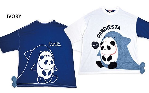 着ぐるみサメパンダBIG Tシャツ◆PANDIESTA JAPAN アイボリーMサイズ 554750 パンディエスタジャパン シャーク ゆったりめ オーバーサイズ拍卖