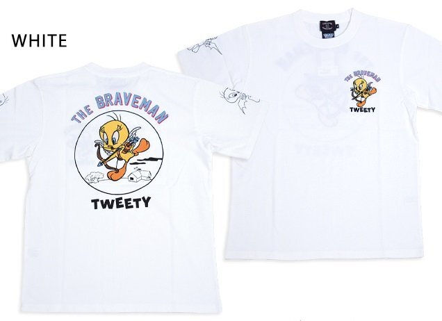 BR×LOONEYコラボ 天竺半袖Tシャツ◆The BRAVE-MAN ホワイトXXLサイズ LTB-2406 ブレイブマン 刺繍 バイカー拍卖