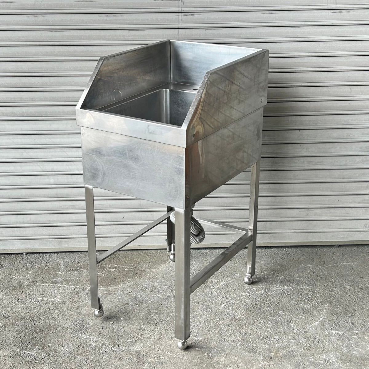 1槽シンク W450×D600×H850 流し台 ステンレスシンク 業務用シンク サイドガード付 厨房 中古 ※お急ぎの方注意 No.2拍卖