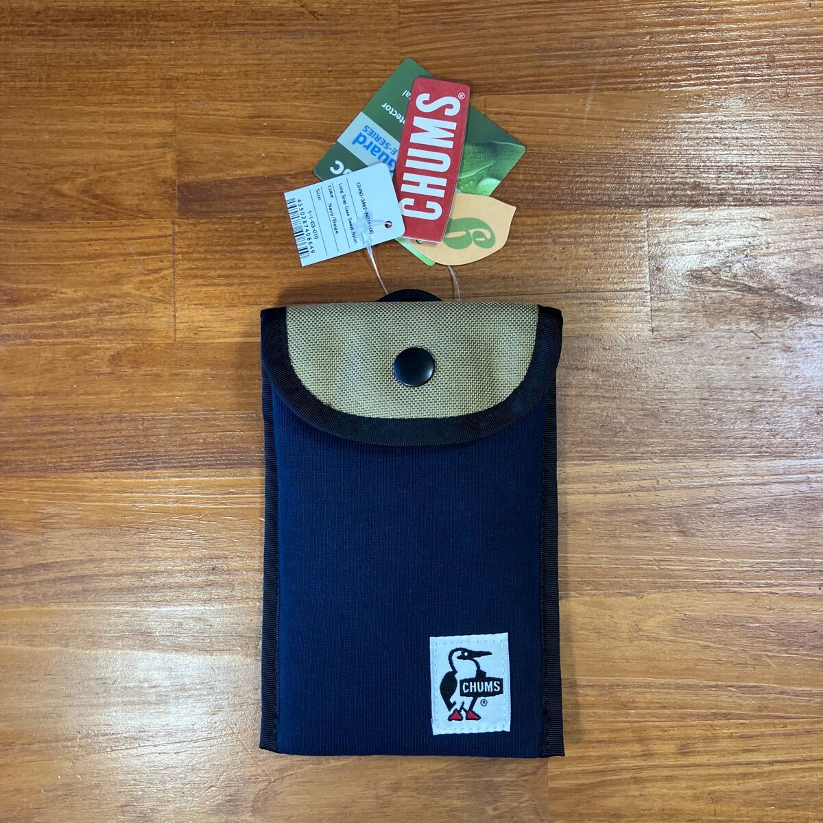 【送料無料/新品】CH60-3462 CHUMS チャムス ロングスナップケーススウェットナイロン (ポーチ/ケース) Navy/Beige拍卖