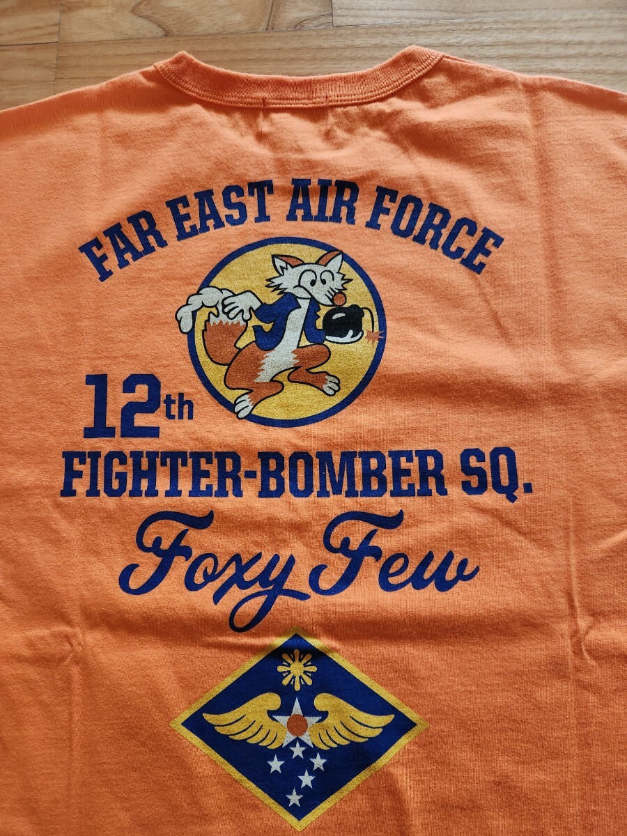 SALE! 送料込★東洋 Buzz Rickson's バズリクソンズ BR79407 ミリタリー 半袖Tシャツ 12th FTR-BOMB.SQ 米軍部隊 オレンジ L拍卖