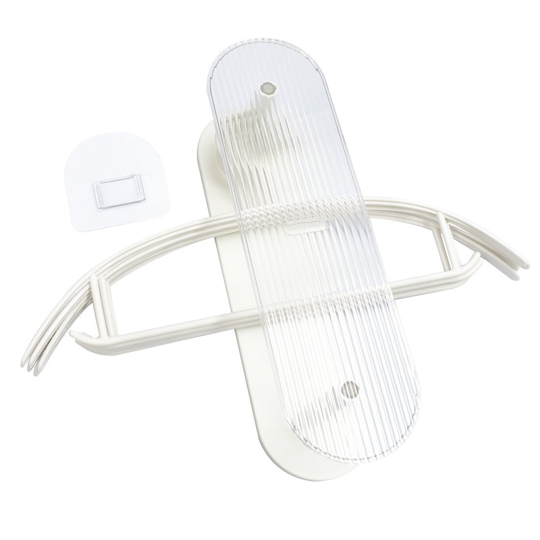 ハンガー収納ラック ハンガー5本セット 省スペース 取り付け簡単 壁穴あけない 洗面所 浴室 ランドリールーム ホワイト拍卖