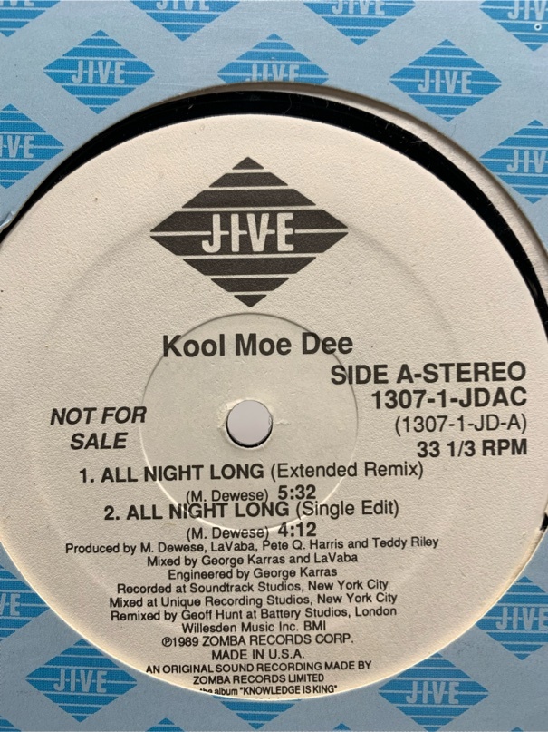 希少 プロモ盤 Kool Moe Dee JIVE ALL NIGHT LONG ヴィンテージLP 6313 08拍卖