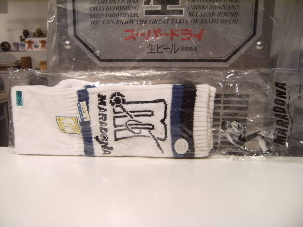 新品★未使用★昭和レトロ★80年代★日本製★レナウン製 マラドーナ 選手 サッカーソックス スポーツソックス 靴下★サッカー フットサル拍卖