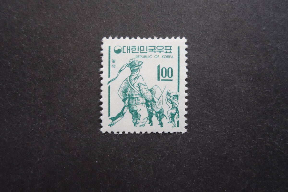 外国切手: 韓国切手「第2次毛紙・すかしなし普通切手(1w)」 1種 未使用拍卖
