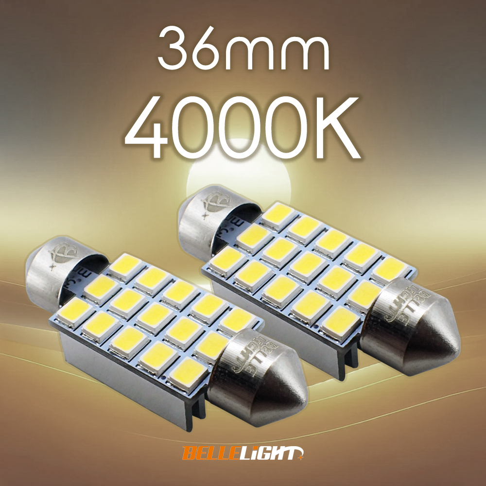 36mm 4000K LED 白と電球色の中間色 2個セット 明るいルームランプ ナンバー灯12V用 9連 電球 JX111-40拍卖