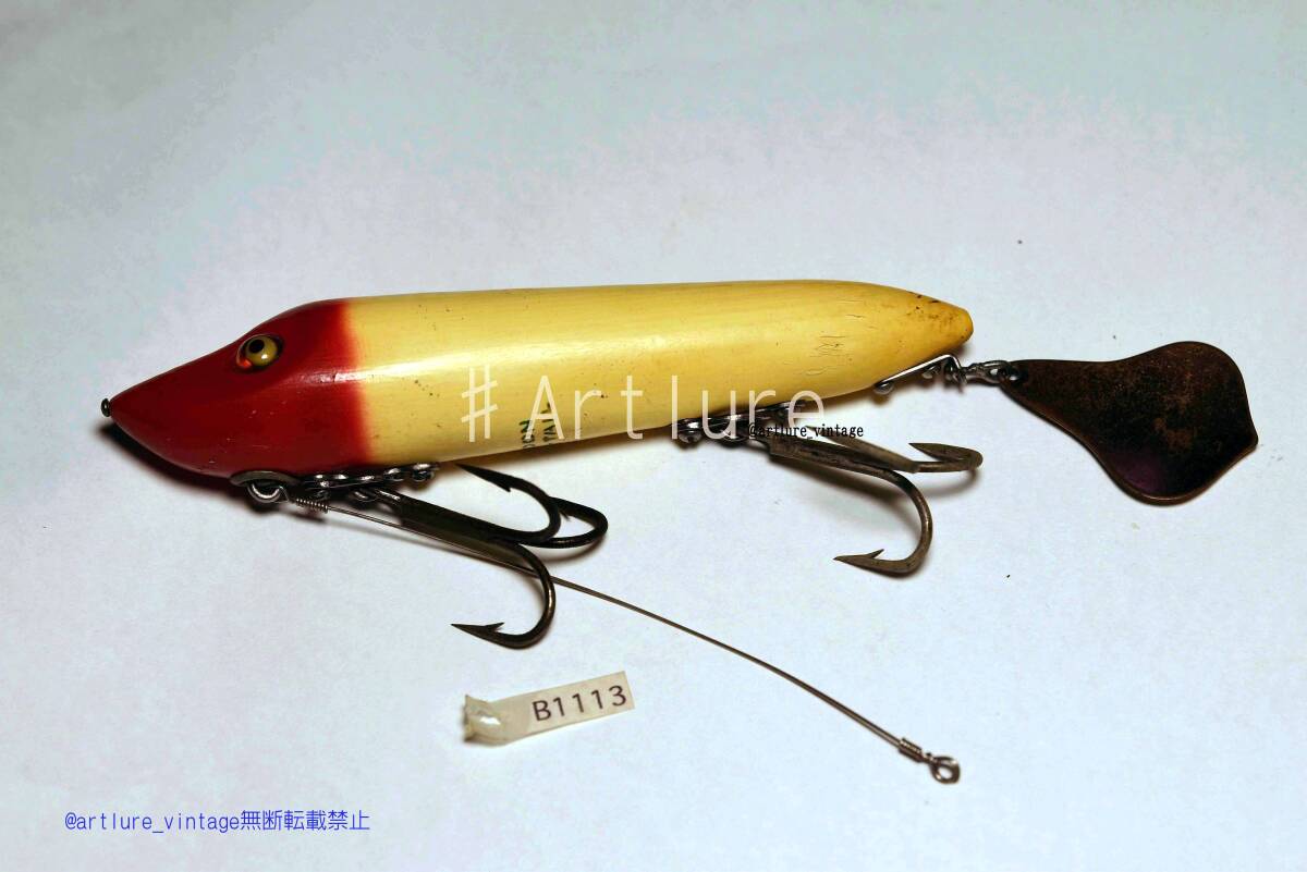 GIANT FLAP TAIL VINTAGE WOODEN LURE HEDDON (B1113-327 )USA MADE #OLDLURE #ARTLURE_VINTAGE #ヴィンテージルアー拍卖