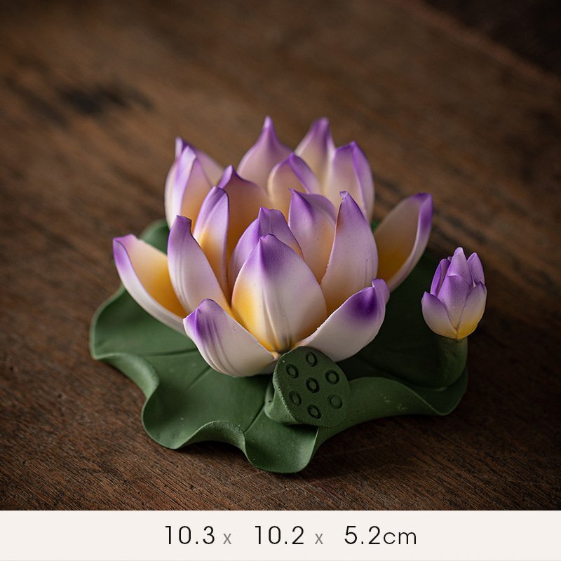 蓮 観音蓮 置物陶磁 蓮花 供花 蓮 磁器セラミックス 彩磁 徳化窯 仏教美術 置物 供養 装飾 収蔵拍卖