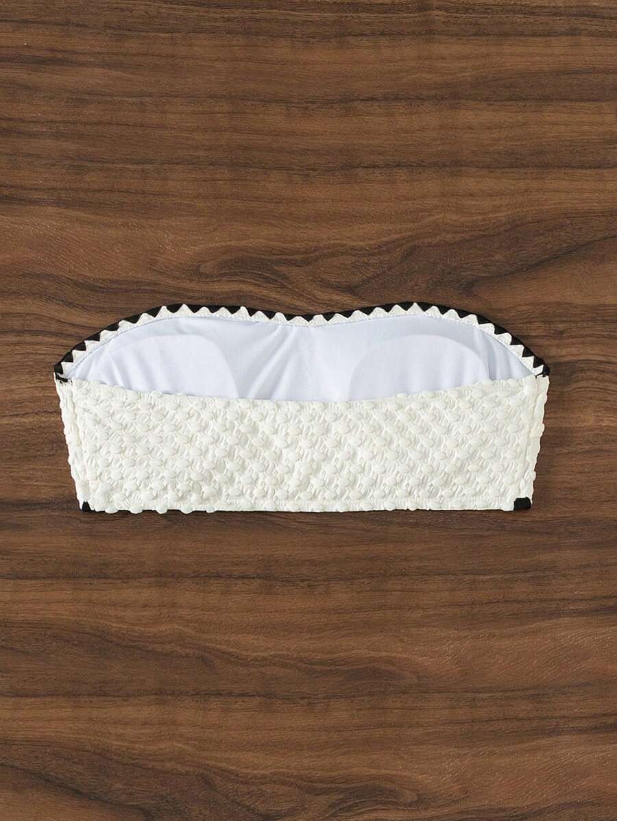 レディース 水着 トップス 女性用 ソリッドカラー チューブトップビキニ拍卖