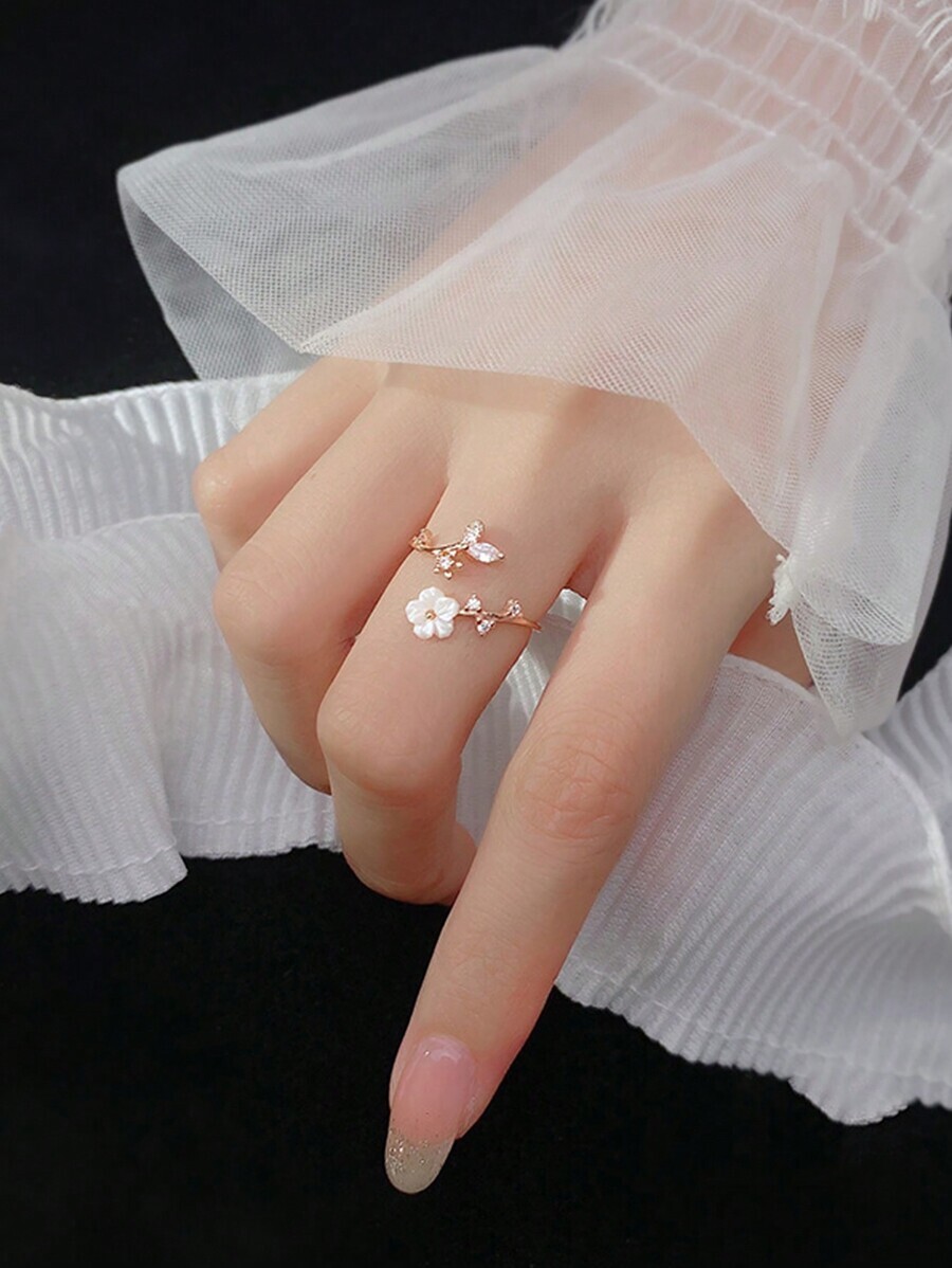 リング レディース シングル 925スターリングシルバー リング 貝殻 パール フラワーモチーフ ワンサイズ ウィメンズジュエリー拍卖