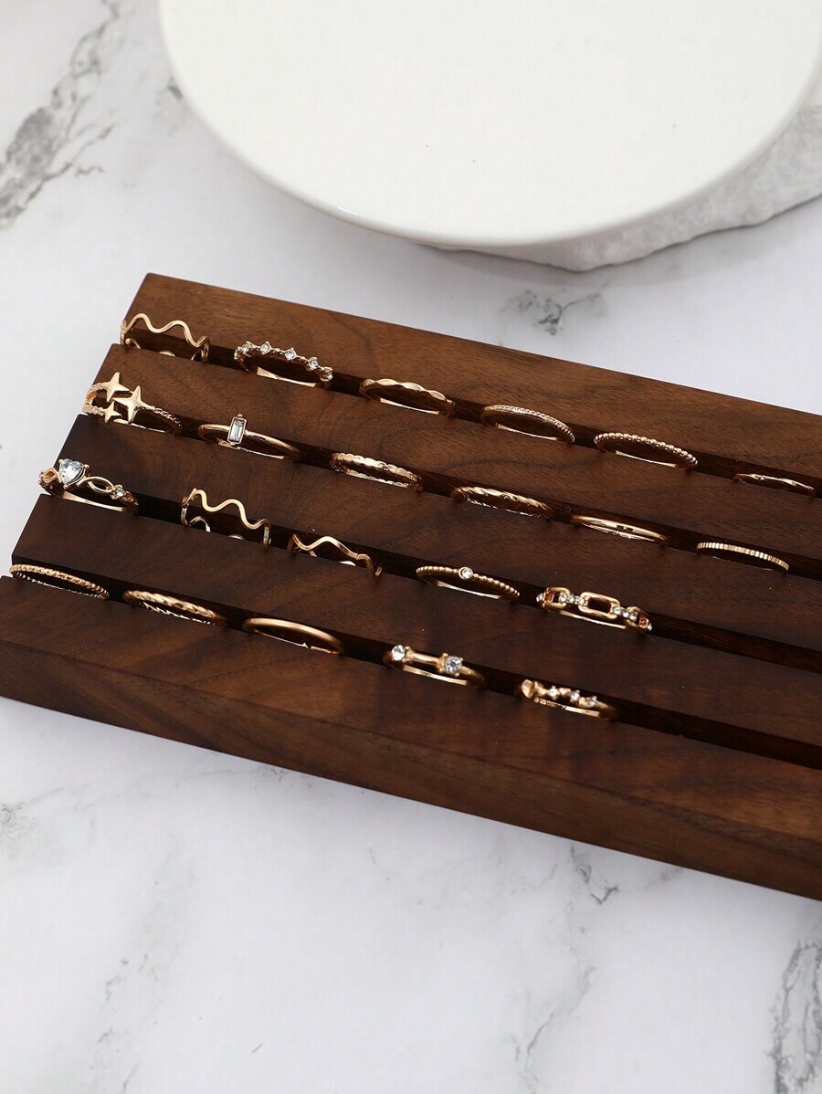 リング レディース セット ハート型リング 22個セット ジオメトリックデザイン クリスタル付き 簡易ボヘミアンスタイル拍卖