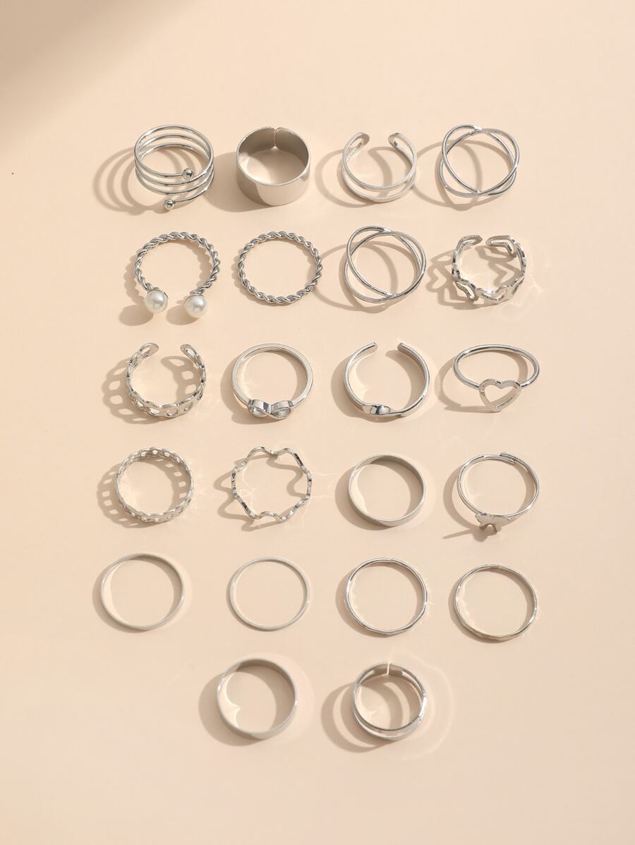 リング レディース セット 22個/セット ファッショナブル バタフライオープン リング セット拍卖