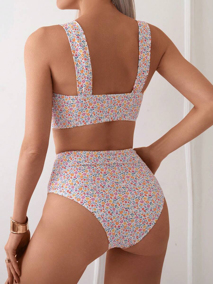レディース 水着 ビキニセット 花柄プリント ホルターネック 水着 セット、バケーションスタイルのサマービーチ用拍卖