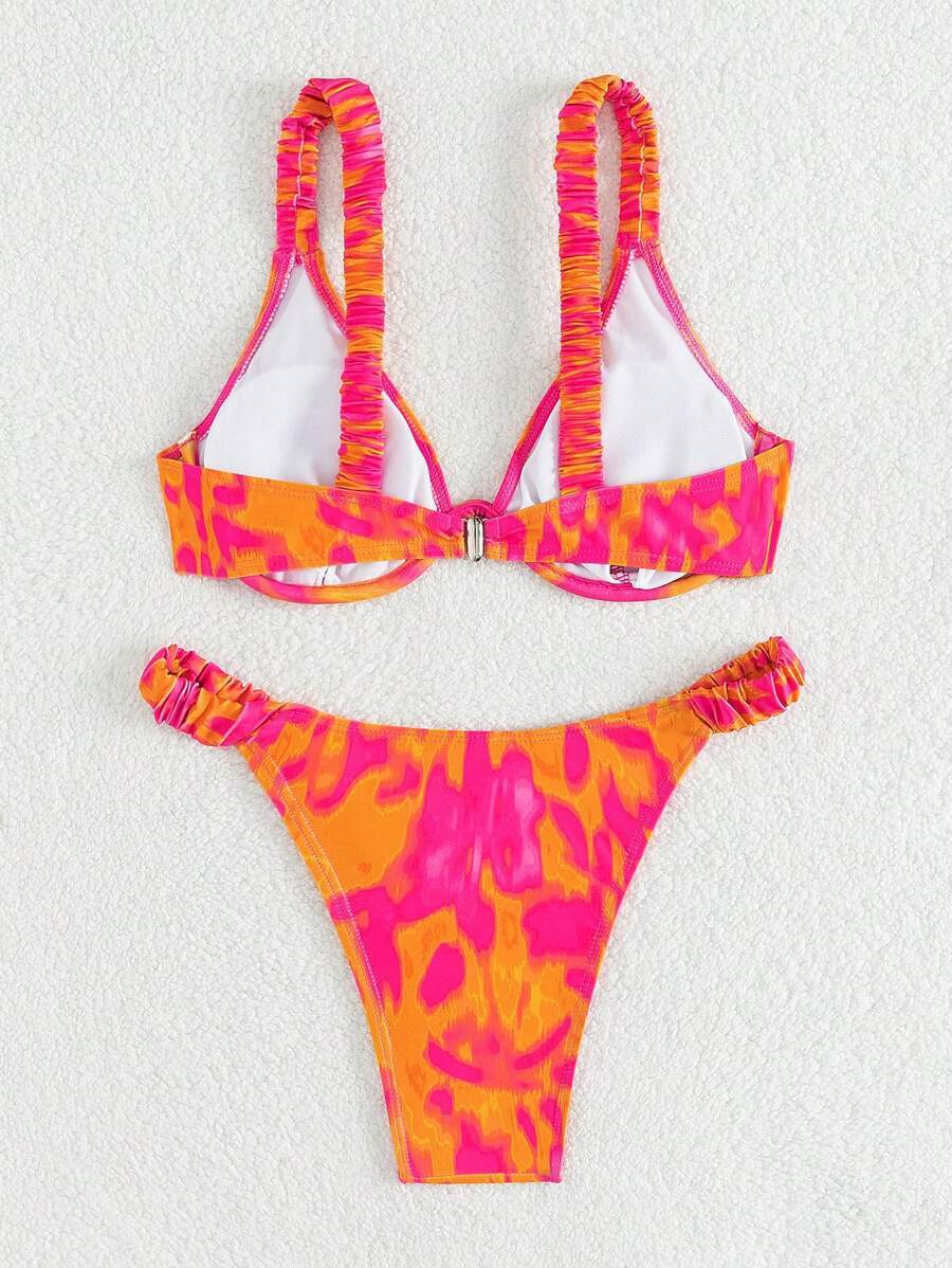 レディース 水着 ビキニセット サマービーチオールオーバープリント アンダーワイヤービキニセット拍卖