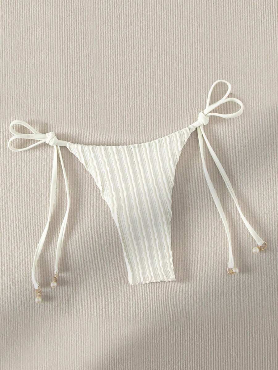 レディース 水着 ボトムス 夏ビーチ ソリッドカラー ノットサイド ビキニボトム拍卖