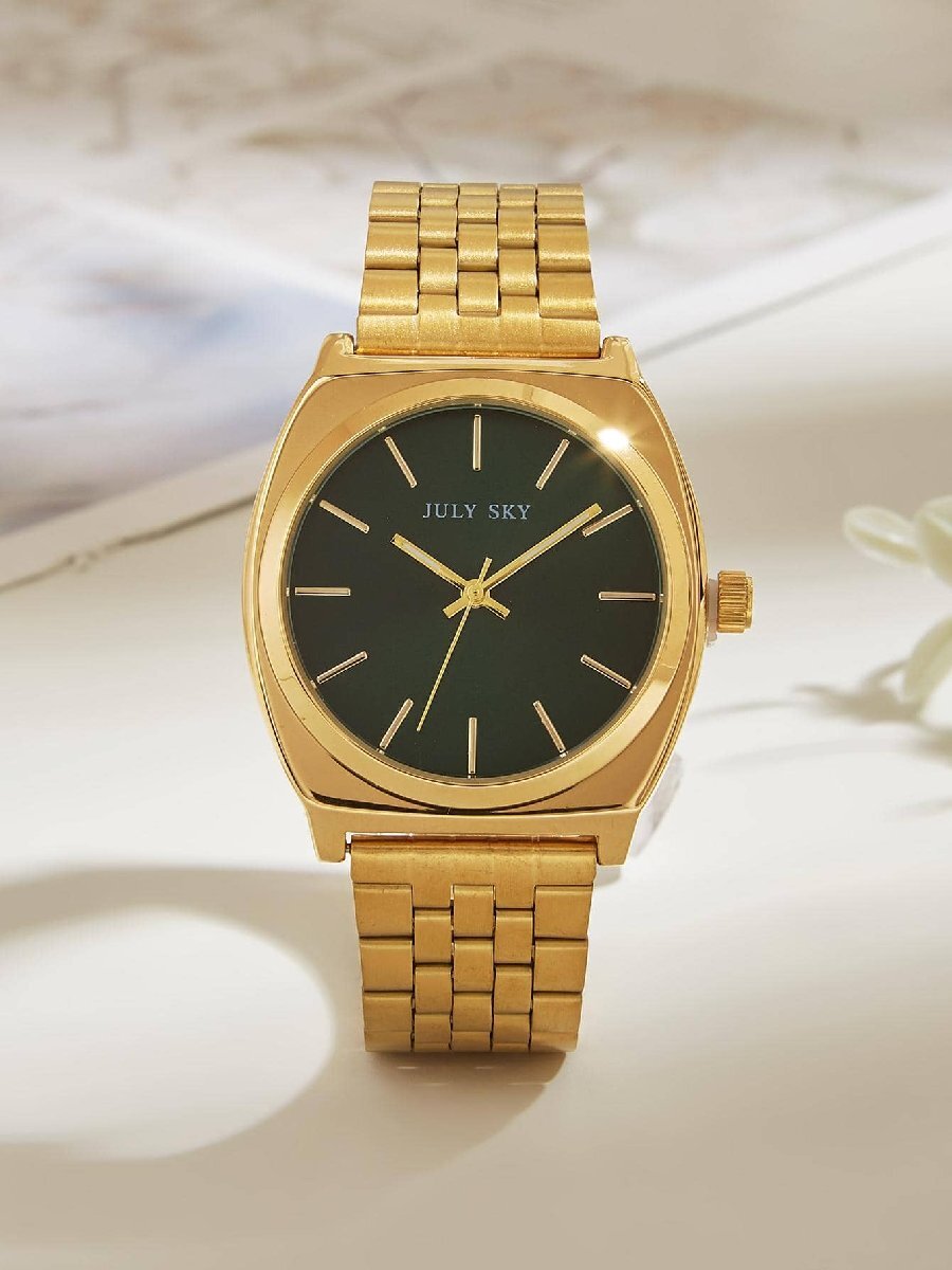 腕時計 レディース クォーツ 1個 ゴールドファッショナブルミニマリストステンレススティールウォッチ、長方形ダイヤル、クオーツムー拍卖