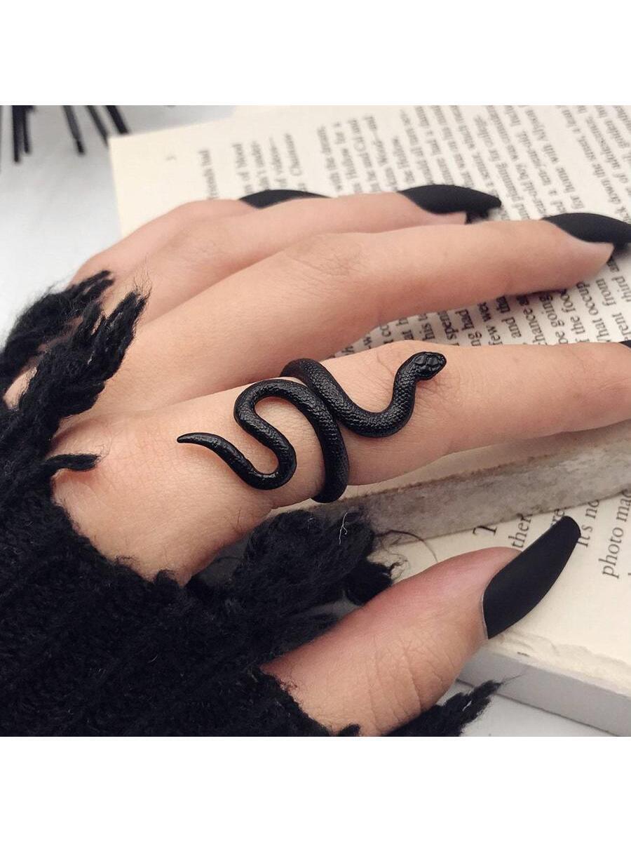 リング レディース リング レディースゴシックブラックスネーク形リング、コスチューム&衣類アクセサリー用個性的 ヴィンテージリング拍卖