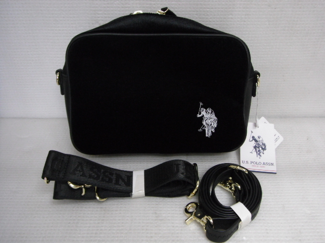 未使用品 U.S. POLO ASSN. ユーエス ポロ アッスン ベロア ショルダーバッグ ブラック 定形外郵便全国一律920円 J11-A拍卖