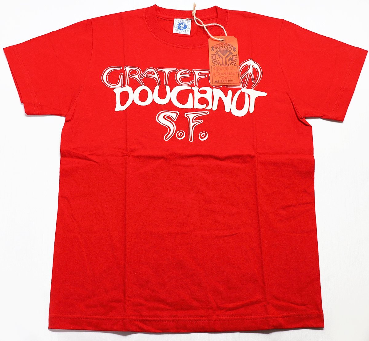 BO'S GLAD RAGS (ボーズグラッドラグス) クルーネックTシャツ “GRATEFUL DOUGHNUT” 未使用品 スカーレット size S / バーンストーマーズ拍卖