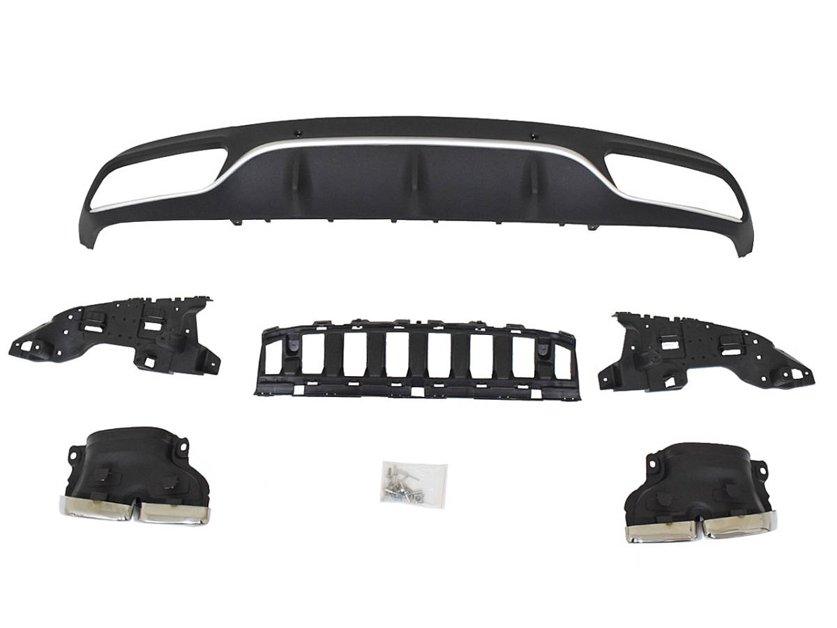 W205 リア ディフューザー マフラーカッター 前期 AMGライン用 C63type メルセデス ベンツ Cクラス クーペ 外装 エアロ カスタム パーツ拍卖