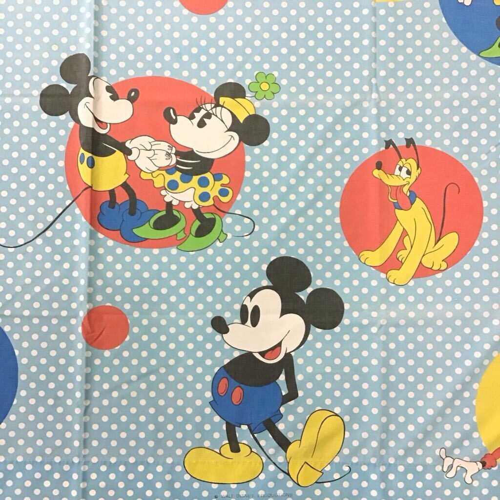 【fe070】ヴィンテージシーツ フラットシーツ 237×161 キャラクター ディズニー ミッキー リメイク用生地 アメリカ買付 訳あり 送料無料拍卖