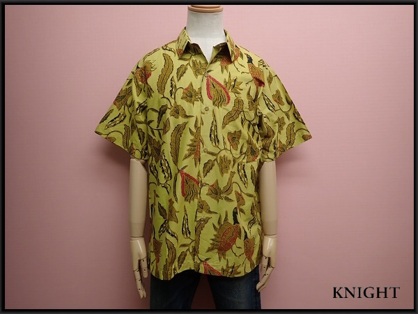 送料無料 BALI Mindhu バティックシャツ・L◆アロハシャツ/エスニック/半袖/メンズ/24*5*5-28拍卖