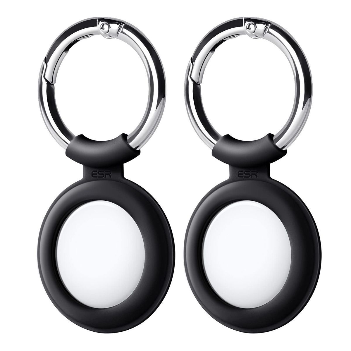 ESR AirTag ケース 2021 タグキーチェーン シリコンケース 持ち運びに便利 保護カバー 信号は強いまま 2個入り(黒)拍卖