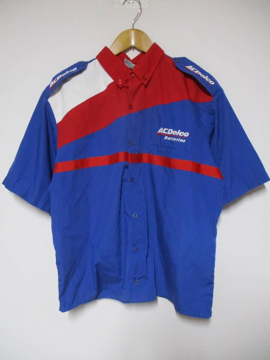 90's USA製 ACデルコ 刺繍ロゴ ピットシャツ Lサイズ拍卖
