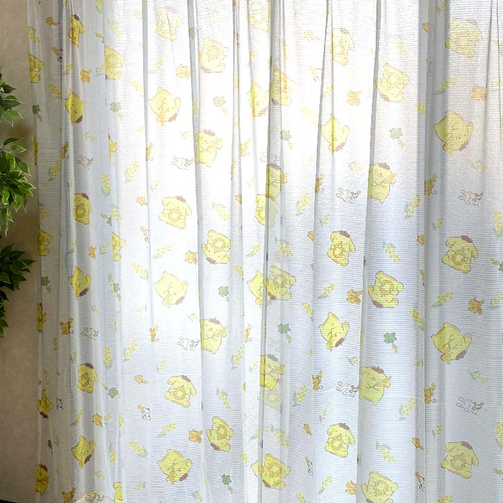 ★ ポムポムプリン ★ キャラクター レースカーテン 2枚組 レースカーテン 2枚組 キャラクター 2枚セット 外から見えにくい かわいい拍卖