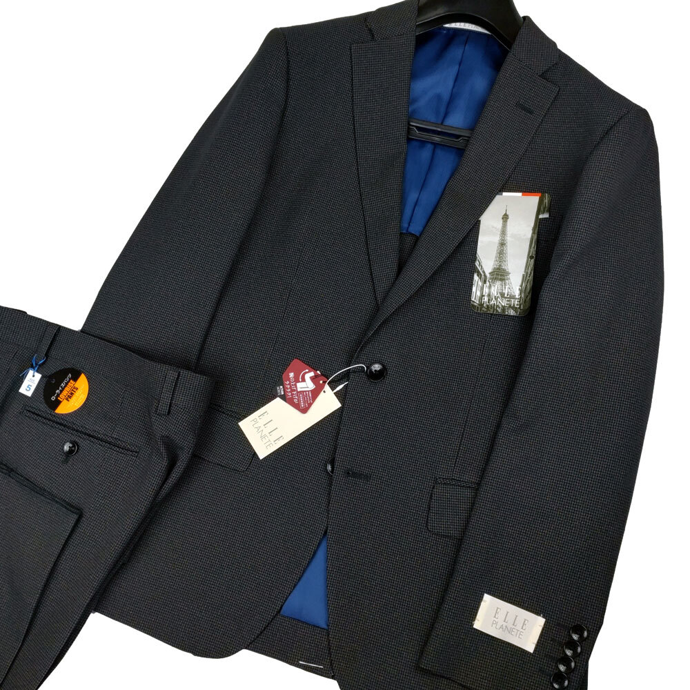 正規品 新品 ELLE PLANETE AB5 身長170 胴囲86 春夏秋冬 オールシーズン シングル 2ボタン スリム細身 千鳥 ノータック エル グレー ML 475拍卖