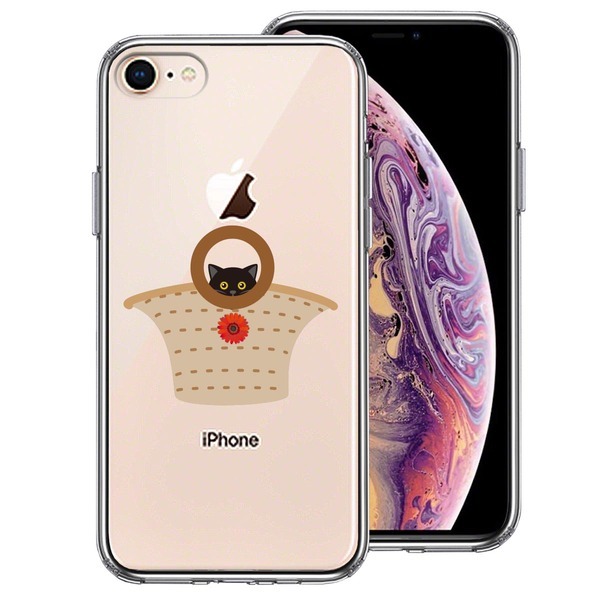 iPhone8 ケース クリア バック in にゃんこ スマホケース 側面ソフト 背面ハード ハイブリッド拍卖
