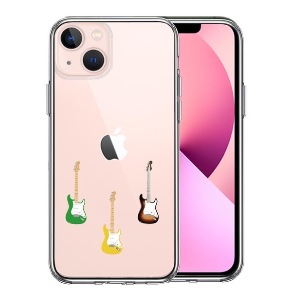 iPhone13mini ケース クリア カラフル ギター スマホケース 側面ソフト 背面ハード ハイブリッド拍卖