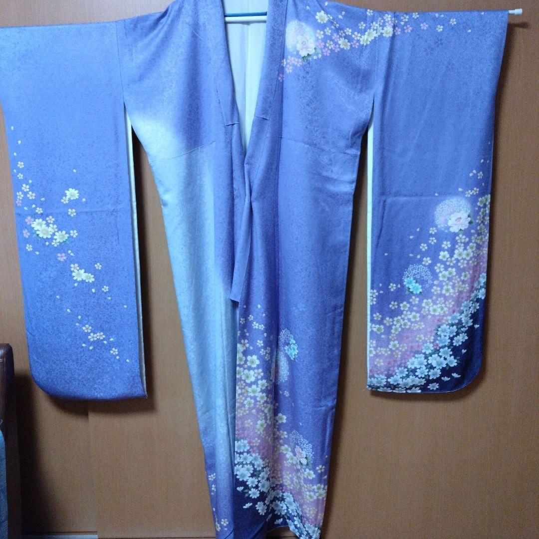 送料無料★ワンオーナー★振袖 着物 薄紫 パープル 花柄 着丈163 やまと 新はじく加工済★成人式 結婚式 卒業式 拍卖