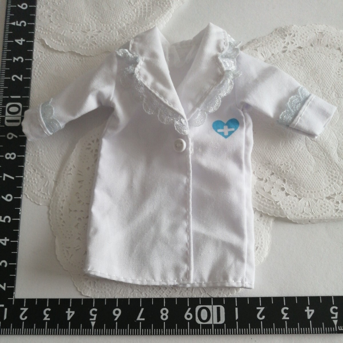 4r0514 ドール用 白衣 白×水色レース ピュアニーモ リカちゃん ブライス 1/6ドール拍卖