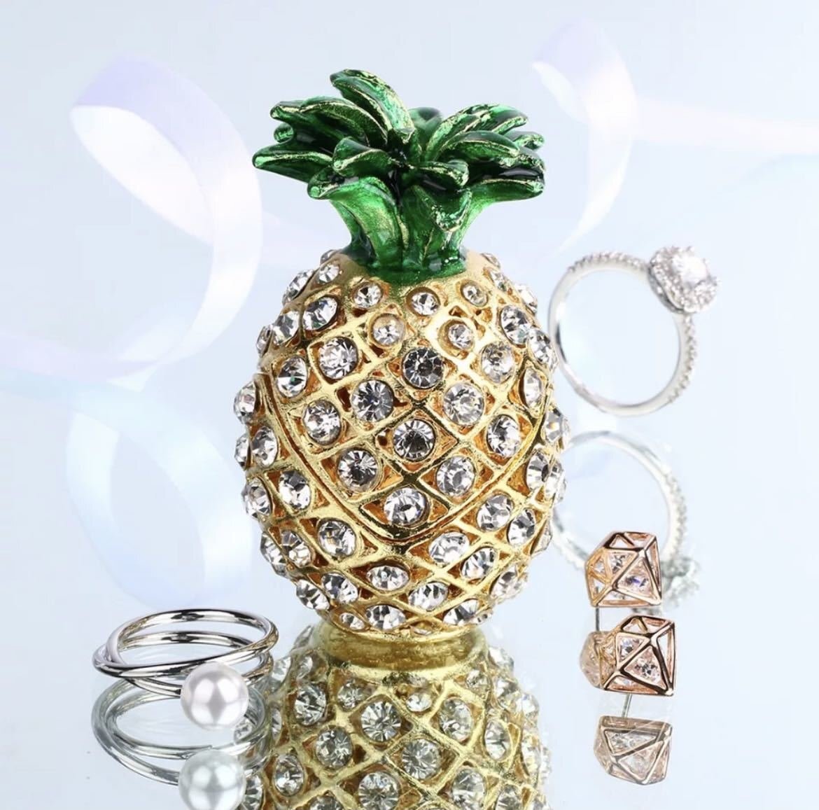 LHH674★パイナップル型ジュエリーボックス ジュエリー 宝石 宝石箱 置物 小物 パイナップル 小物入れ インテリア オーナメント オブジェ拍卖