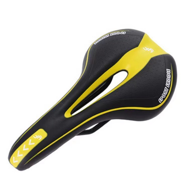 CJM698★自転車サドル 穴あき 防水 低反弾力 蒸れない 痛くない ロードバイク 厚 穴あき スポーツ 交換 調整 黒&黄色拍卖