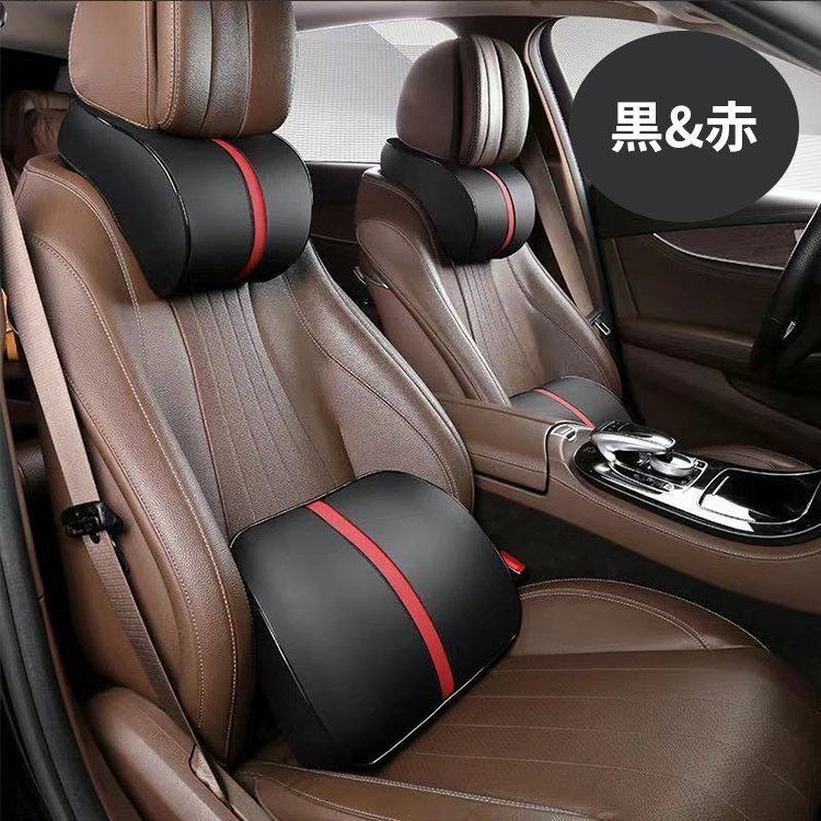 CJM547★カー用品 車用品 旅行用 ドライブ ヘッドレスト 首枕 腰枕 組み合わせ 車クッションネックピローパッド 頚椎サポート車載 黒x赤拍卖