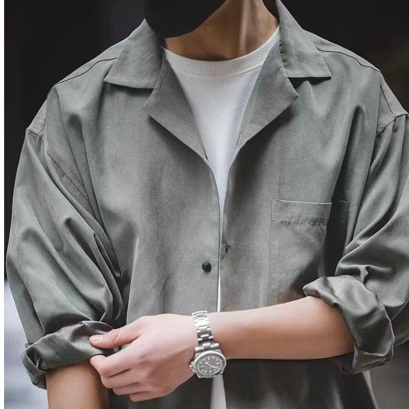 LRM919★新品今気分のサイズ感 未使用 ヴィンテージ風 メンズ キューバシャツ カーキ/ オープンカラーシャツ 開襟 サイズ選択可S~2XL拍卖