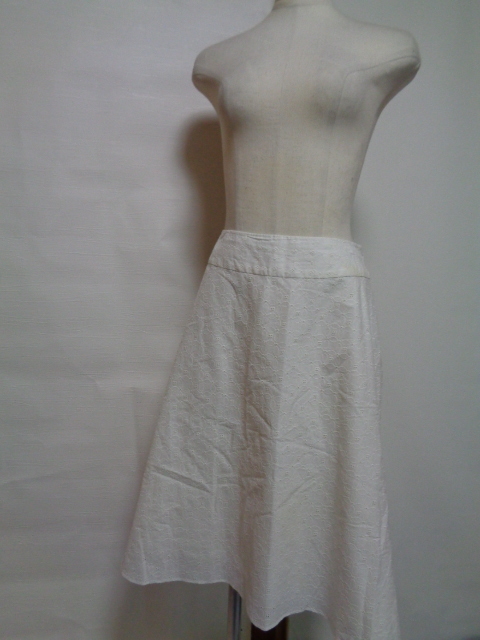 ローラアシュレイ*11*40*綿レーススカート*白スカート*綿*綿100%*夏*スカート*ボトム*レース*フレアースカート*ひざ丈スカート拍卖