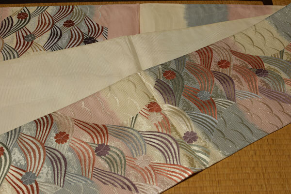 正絹 流水 波 唐織 袋帯 夏物 羅 美品拍卖