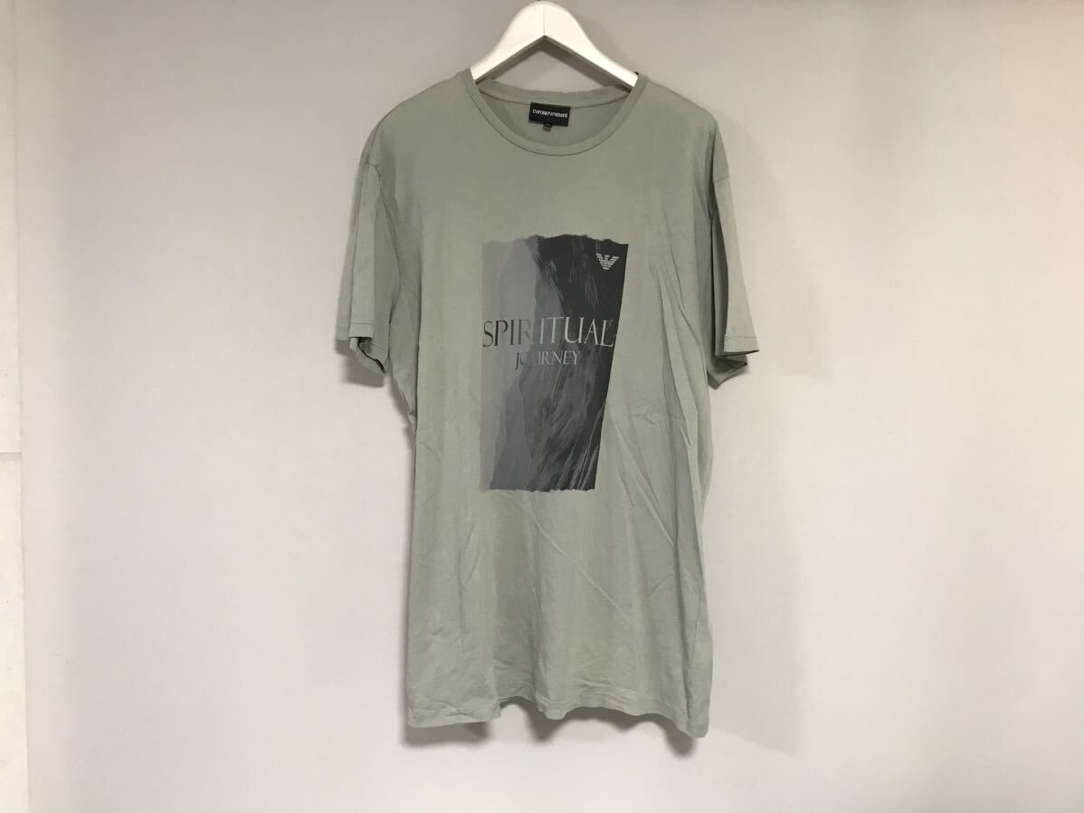 本物エンポリオアルマーニEMPORIOARMANIコットンプリント半袖Tシャツメンズサーフアメカジミリタリーワークビジネススーツ2XLグレーXXL拍卖