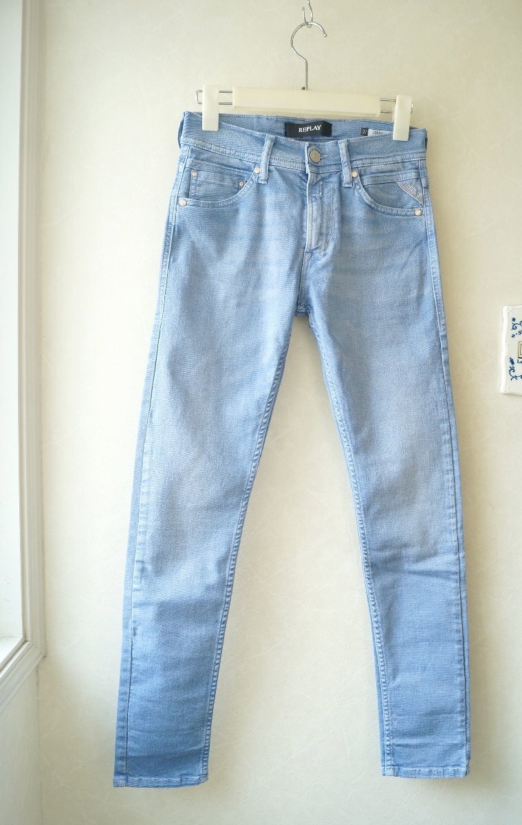★2024年試着程度未使用 REPLAY リプレイ*ストレッチ スキニーデニムパンツ ブルー W27L30 *古着のgplus広島 2405t3拍卖
