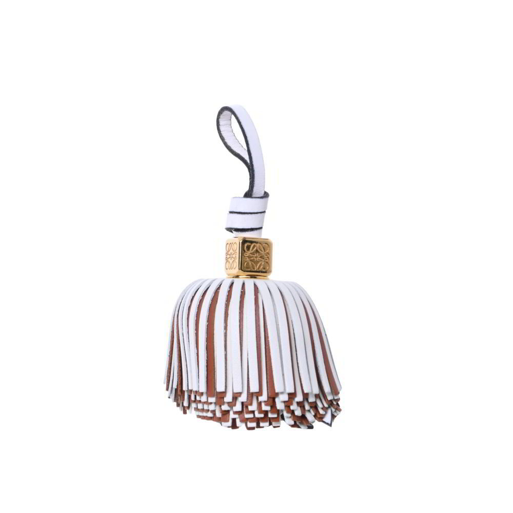 LOEWE アナグラムダイス レザー フリンジ チャーム ONE SIZE ホワイト ロエベ KL4BPUSP33拍卖