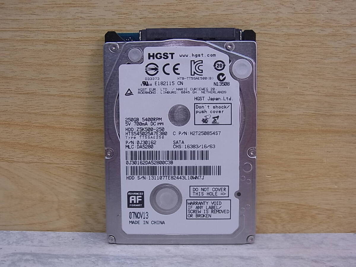 △G/224●HGST☆2.5インチHDD(ハードディスク)☆250GB SATA300 5400rpm☆HTS545025A7E380☆中古品拍卖