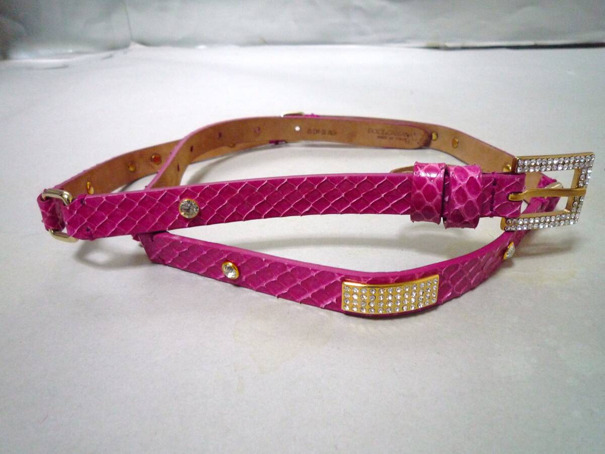 DOLCE & GABBANA ドルチェ&ガッパーナ ベルト スネーク ピンク 8185拍卖