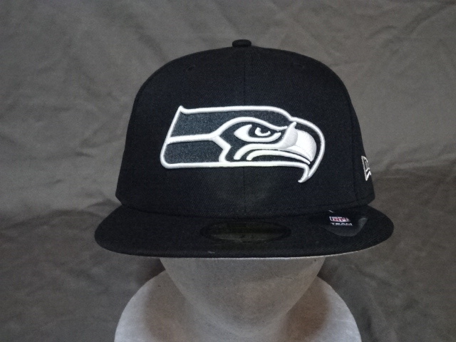 USA購入【NEWERA】【59FIFTY】NFLアメフト シアトル シーホークス 【Seattle Seahawks】ロゴ刺繍入りキャップ ブラック(7 1/2)拍卖